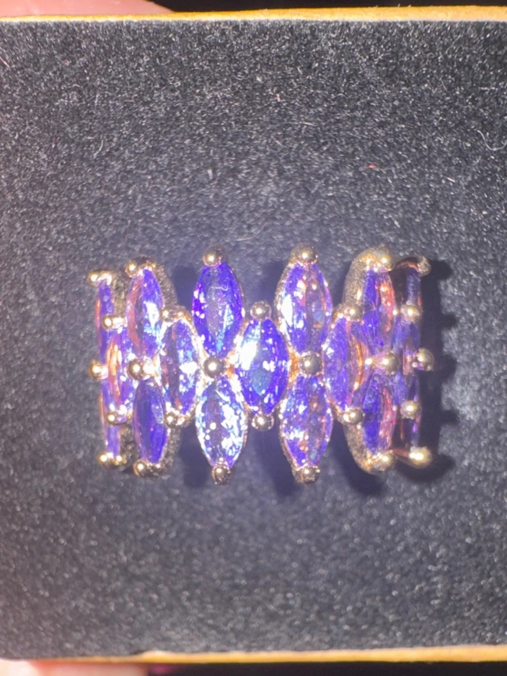 bp Gold-Tone Ring with Purple Marquise Stones